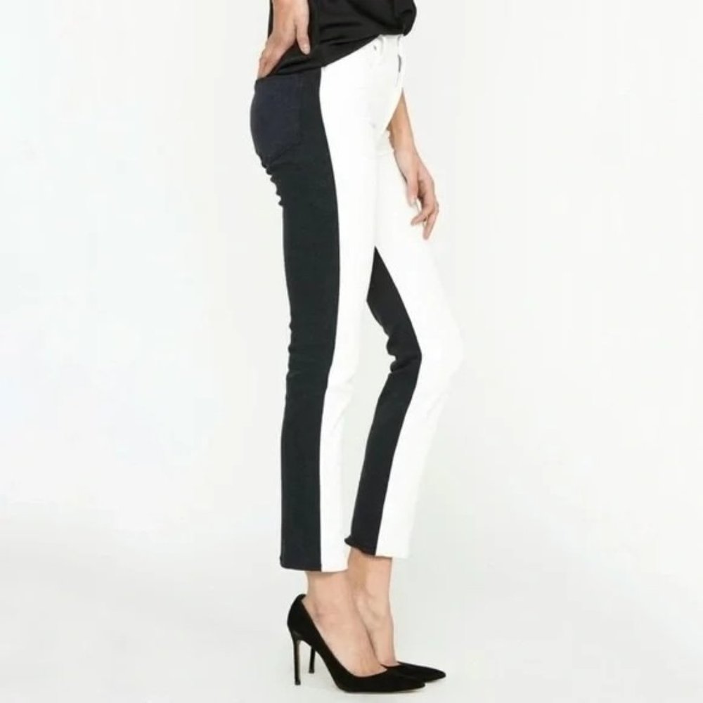 Hudson Women's Barbara Super Skinny Black and White Two-Tone Denim Jeans Size 28